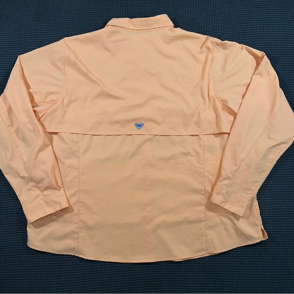 Columbia Women's PFG Button Up Fishing Shirt Peach 2X Vented Long Sleeve - Picture 6 of 6